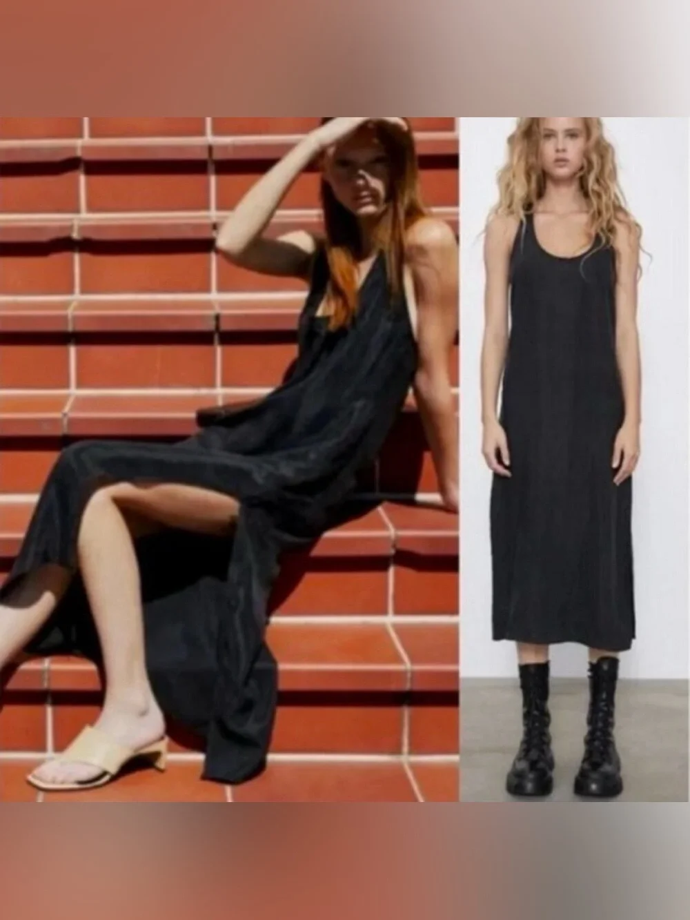 Zara Fillsens Black Lyocell Racerback Maxi Dress Size M